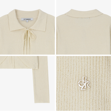 將圖片載入圖庫檢視器 CITYBREEZE 質感翻領針織罩衫 (2色可選_黑色/奶油色)