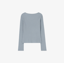 將圖片載入圖庫檢視器 CITYBREEZE 羅紋蕾絲方領長袖上衣 (4色可選_白色/灰色/黑色/天空藍)