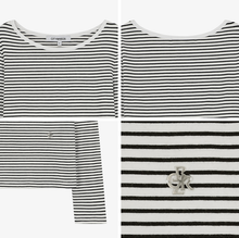 將圖片載入圖庫檢視器 CITYBREEZE 活力撞色滾邊長袖上衣 (3色可選_深藍色/象牙白/條紋)