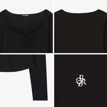 將圖片載入圖庫檢視器 CITYBREEZE 法式慵懶抓皺長袖上衣 (2色可選_黑色/白色)