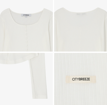 將圖片載入圖庫檢視器 CITYBREEZE 方領排釦造型長袖上衣 (4色可選_白色/灰色/米色/黑色)