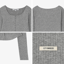 將圖片載入圖庫檢視器 CITYBREEZE 方領排釦造型長袖上衣 (4色可選_白色/灰色/米色/黑色)