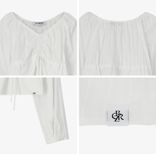 將圖片載入圖庫檢視器 CITYBREEZE 清新V領抓皺上衣 (2色可選_白色/天空藍)