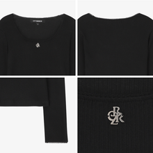 將圖片載入圖庫檢視器 CITYBREEZE 羅紋蕾絲方領長袖上衣 (4色可選_白色/灰色/黑色/天空藍)