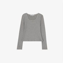 將圖片載入圖庫檢視器 CITYBREEZE 羅紋蕾絲方領長袖上衣 (4色可選_白色/灰色/黑色/天空藍)