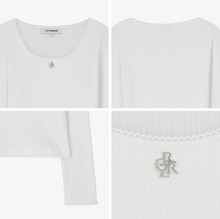 將圖片載入圖庫檢視器 CITYBREEZE 羅紋蕾絲方領長袖上衣 (4色可選_白色/灰色/黑色/天空藍)