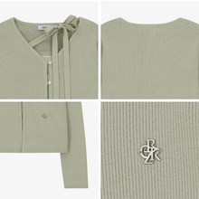 將圖片載入圖庫檢視器 CITYBREEZE 簡約綁帶兩件式針織套裝 (3色可選_黑色/橄欖綠/奶油色)