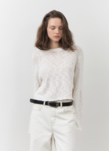 將圖片載入圖庫檢視器 CITYBREEZE 落肩寬鬆透膚針織上衣 (2色可選_黑色/白色)