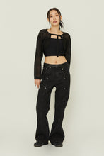 將圖片載入圖庫檢視器 TARGETTO Crochet Bolero 黑色針織衫