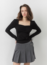 將圖片載入圖庫檢視器 CITYBREEZE 法式慵懶抓皺長袖上衣 (2色可選_黑色/白色)