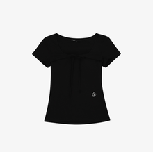 將圖片載入圖庫檢視器 CITYBREEZE 方領綁帶短袖上衣 (2色可選_粉色/黑色)