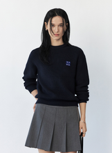 將圖片載入圖庫檢視器 CITYBREEZE LOGO燙布貼八字針織毛衣 (7色可選_象牙白/卡其色/淺綠色/天空藍/灰色/深藍色/黑色)