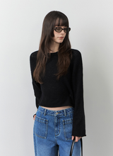 將圖片載入圖庫檢視器 CITYBREEZE 落肩寬鬆透膚針織上衣 (2色可選_黑色/白色)