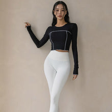 將圖片載入圖庫檢視器 CONCHWEAR 立體線條短版長袖上衣 4色