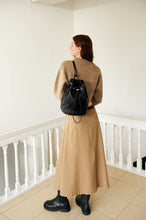 將圖片載入圖庫檢視器 MARHEN.J Leanna 黑色抽繩尼龍後背包