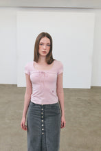 將圖片載入圖庫檢視器 CITYBREEZE 方領綁帶短袖上衣 (2色可選_粉色/黑色)