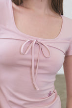 將圖片載入圖庫檢視器 CITYBREEZE 方領綁帶短袖上衣 (2色可選_粉色/黑色)
