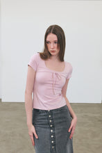 將圖片載入圖庫檢視器 CITYBREEZE 方領綁帶短袖上衣 (2色可選_粉色/黑色)