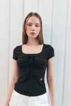 將圖片載入圖庫檢視器 CITYBREEZE 方領綁帶短袖上衣 (2色可選_粉色/黑色)