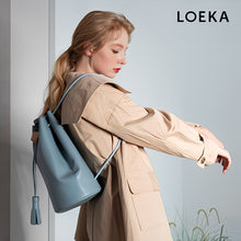 將圖片載入圖庫檢視器 LOEKA Millie 霧霾藍典雅水桶包