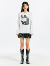 將圖片載入圖庫檢視器 FALLETT Deux Nero 黑貓白色長袖上衣