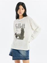 將圖片載入圖庫檢視器 FALLETT Duex Nero 黑貓洞洞米白色針織毛衣