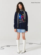 將圖片載入圖庫檢視器 FALLETT Love Spray 愛心噴漆深藍色長袖毛衣