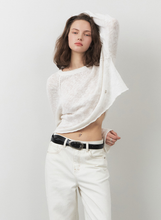 將圖片載入圖庫檢視器 CITYBREEZE 落肩寬鬆透膚針織上衣 (2色可選_黑色/白色)