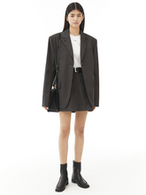 將圖片載入圖庫檢視器 EMKM Stitch Point 灰色迷你短裙