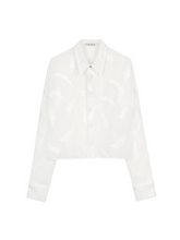將圖片載入圖庫檢視器 EMKM 透膚白色羽毛提花襯衫