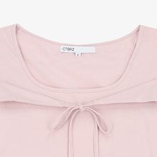 將圖片載入圖庫檢視器 CITYBREEZE 方領綁帶短袖上衣 (2色可選_粉色/黑色)