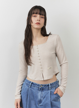 將圖片載入圖庫檢視器 CITYBREEZE 方領排釦造型長袖上衣 (4色可選_白色/灰色/米色/黑色)