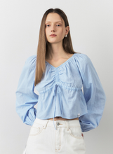 將圖片載入圖庫檢視器 CITYBREEZE 清新V領抓皺上衣 (2色可選_白色/天空藍)