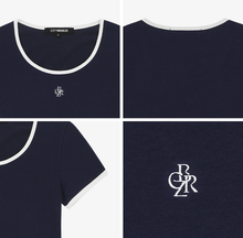 將圖片載入圖庫檢視器 CITYBREEZE 撞色修身短袖上衣 (7色可選_黑色/深藍色/白色/黃色/粉色/紅色/天空藍)