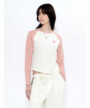 將圖片載入圖庫檢視器 FALLETT Flower Logo 粉色牛角袖T恤