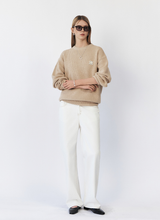 將圖片載入圖庫檢視器 CITYBREEZE LOGO燙布貼八字針織毛衣 (7色可選_象牙白/卡其色/淺綠色/天空藍/灰色/深藍色/黑色)