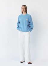 將圖片載入圖庫檢視器 CITYBREEZE LOGO燙布貼八字針織毛衣 (7色可選_象牙白/卡其色/淺綠色/天空藍/灰色/深藍色/黑色)