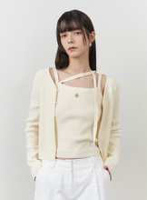 將圖片載入圖庫檢視器 CITYBREEZE 簡約綁帶兩件式針織套裝 (3色可選_黑色/橄欖綠/奶油色)