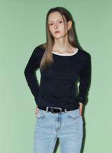 將圖片載入圖庫檢視器 CITYBREEZE 活力撞色滾邊長袖上衣 (3色可選_深藍色/象牙白/條紋)