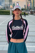 將圖片載入圖庫檢視器 FALLETT Sports Club 運動風黑粉撞色長袖上衣 (IVE REI同款)