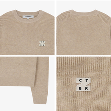 將圖片載入圖庫檢視器 CITYBREEZE LOGO燙布貼八字針織毛衣 (7色可選_象牙白/卡其色/淺綠色/天空藍/灰色/深藍色/黑色)