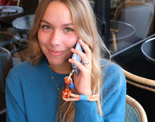 將圖片載入圖庫檢視器 MCRN 手機夾片+手腕掛繩藍點橘 組合