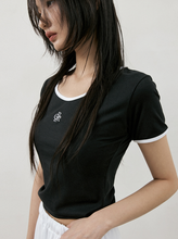 將圖片載入圖庫檢視器 CITYBREEZE 撞色修身短袖上衣 (7色可選_黑色/深藍色/白色/黃色/粉色/紅色/天空藍)