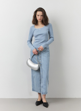 將圖片載入圖庫檢視器 CITYBREEZE 羅紋蕾絲方領長袖上衣 (4色可選_白色/灰色/黑色/天空藍)