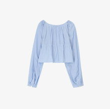 將圖片載入圖庫檢視器 CITYBREEZE 清新V領抓皺上衣 (2色可選_白色/天空藍)