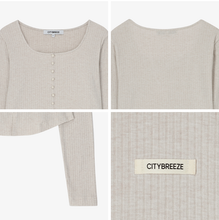 將圖片載入圖庫檢視器 CITYBREEZE 方領排釦造型長袖上衣 (4色可選_白色/灰色/米色/黑色)