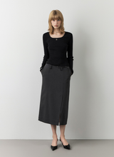 將圖片載入圖庫檢視器 CITYBREEZE 羅紋蕾絲方領長袖上衣 (4色可選_白色/灰色/黑色/天空藍)