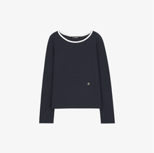 將圖片載入圖庫檢視器 CITYBREEZE 活力撞色滾邊長袖上衣 (3色可選_深藍色/象牙白/條紋)