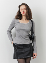 將圖片載入圖庫檢視器 CITYBREEZE 羅紋蕾絲方領長袖上衣 (4色可選_白色/灰色/黑色/天空藍)