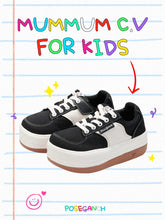 將圖片載入圖庫檢視器 POSE GANCH Mummum C.V Kids 兒童版黑色厚底麵包帆布鞋